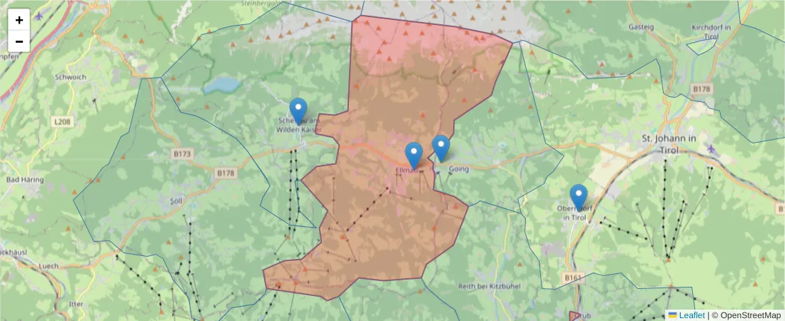 Karte des Postleitzahlen Bereichs  und der umliegenden Postleitzahlen in Deutschland