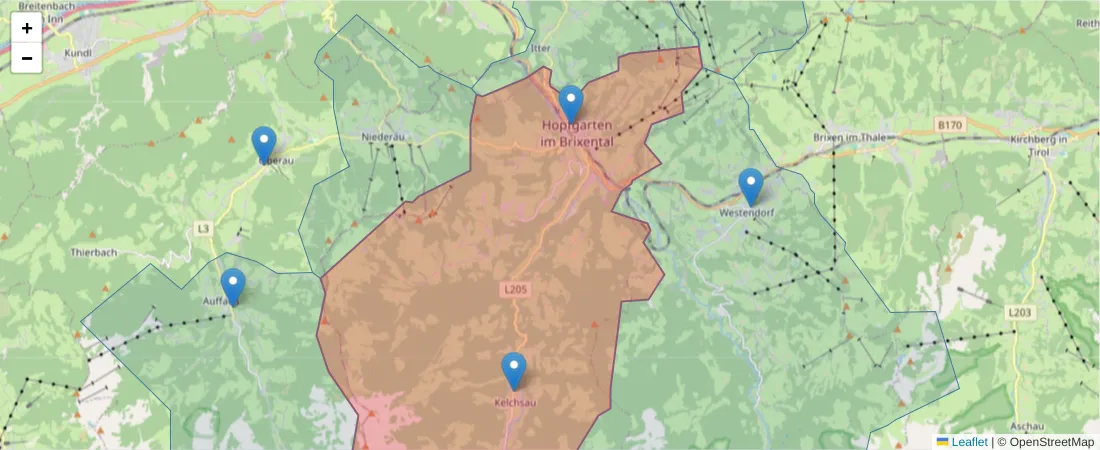 Karte des Postleitzahlen Bereichs  und der umliegenden Postleitzahlen in Deutschland