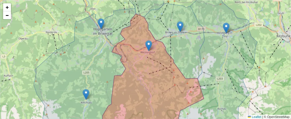 Karte des Postleitzahlen Bereichs  und der umliegenden Postleitzahlen in Deutschland