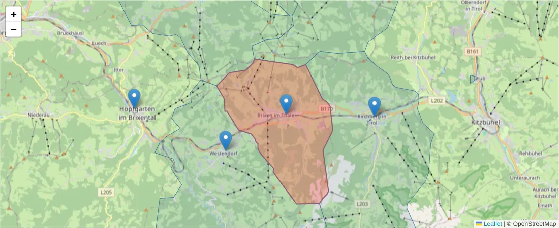 Karte des Postleitzahlen Bereichs  und der umliegenden Postleitzahlen in Deutschland