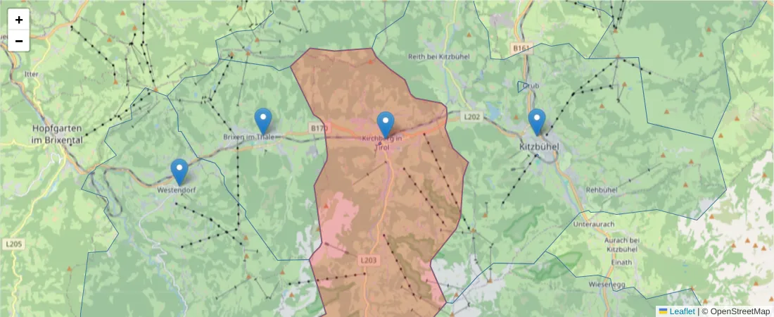 Karte des Postleitzahlen Bereichs  und der umliegenden Postleitzahlen in Deutschland