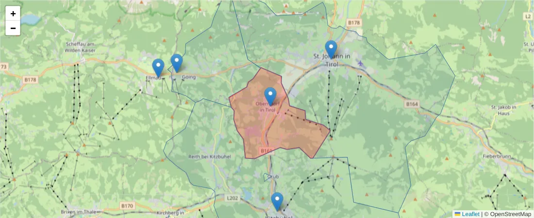 Karte des Postleitzahlen Bereichs  und der umliegenden Postleitzahlen in Deutschland