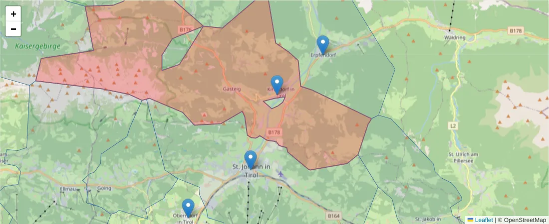 Karte des Postleitzahlen Bereichs  und der umliegenden Postleitzahlen in Deutschland