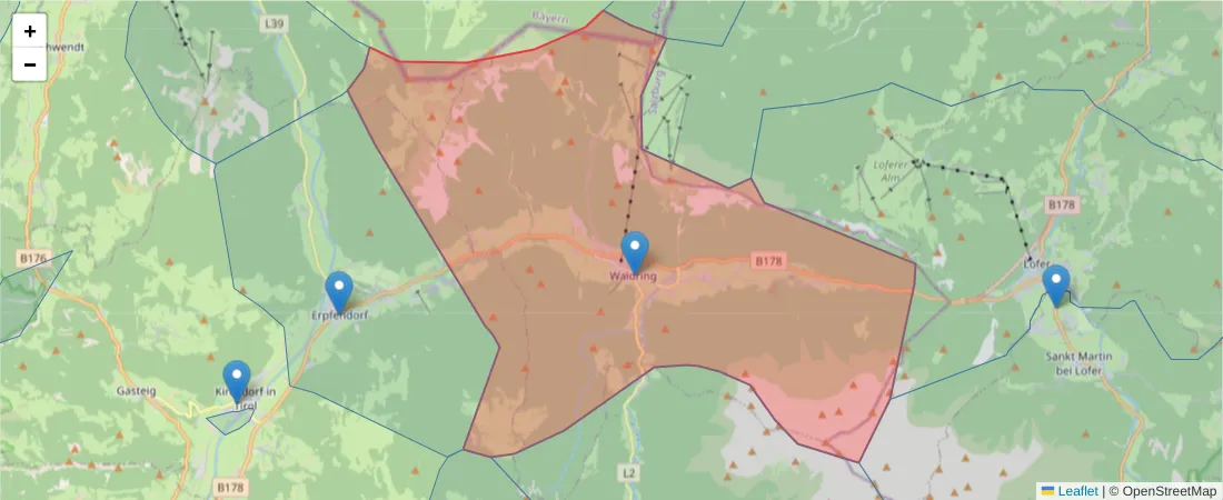Karte des Postleitzahlen Bereichs  und der umliegenden Postleitzahlen in Deutschland