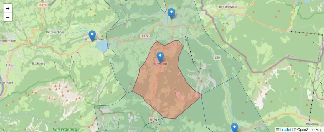 Karte des Postleitzahlen Bereichs  und der umliegenden Postleitzahlen in Deutschland