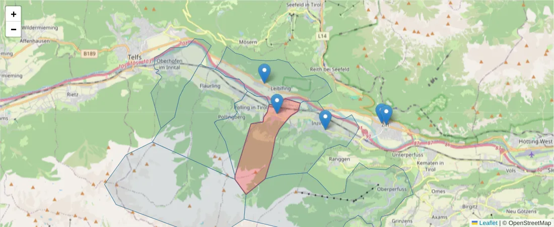 Karte des Postleitzahlen Bereichs  und der umliegenden Postleitzahlen in Deutschland