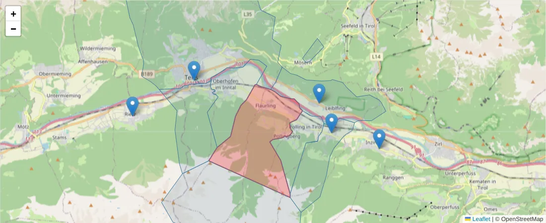 Karte des Postleitzahlen Bereichs  und der umliegenden Postleitzahlen in Deutschland