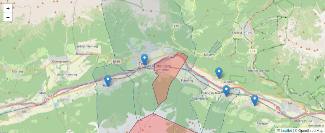 Karte des Postleitzahlen Bereichs  und der umliegenden Postleitzahlen in Deutschland