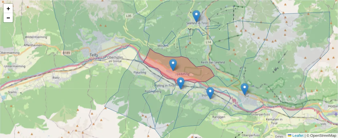 Karte des Postleitzahlen Bereichs  und der umliegenden Postleitzahlen in Deutschland