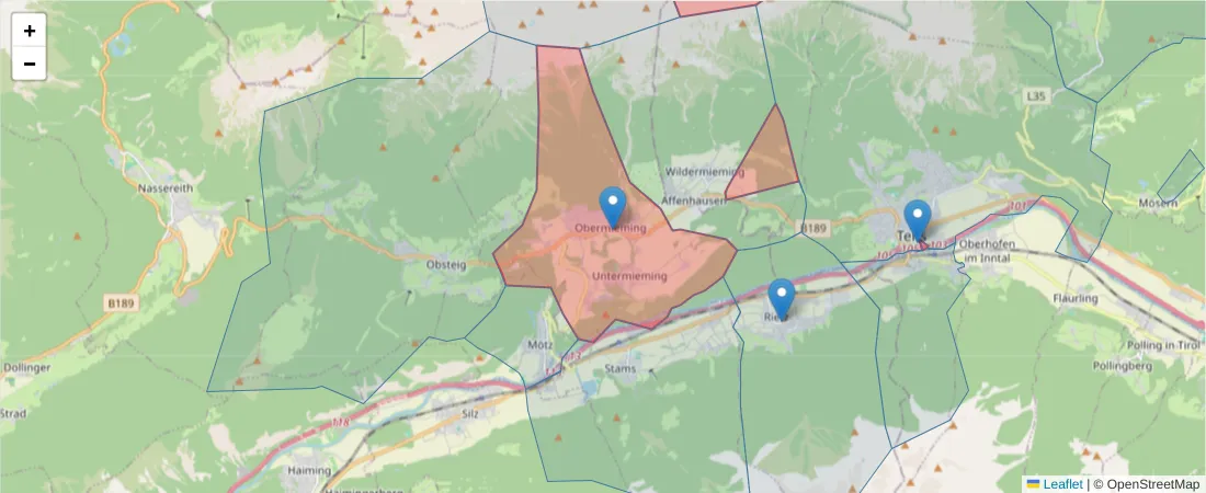 Karte des Postleitzahlen Bereichs  und der umliegenden Postleitzahlen in Deutschland