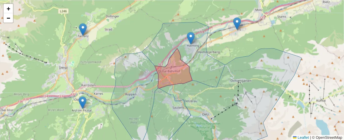Karte des Postleitzahlen Bereichs  und der umliegenden Postleitzahlen in Deutschland