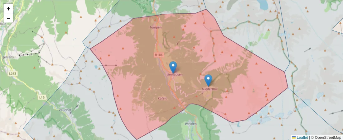 Karte des Postleitzahlen Bereichs  und der umliegenden Postleitzahlen in Deutschland