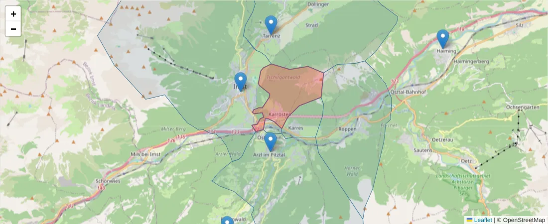 Karte des Postleitzahlen Bereichs  und der umliegenden Postleitzahlen in Deutschland