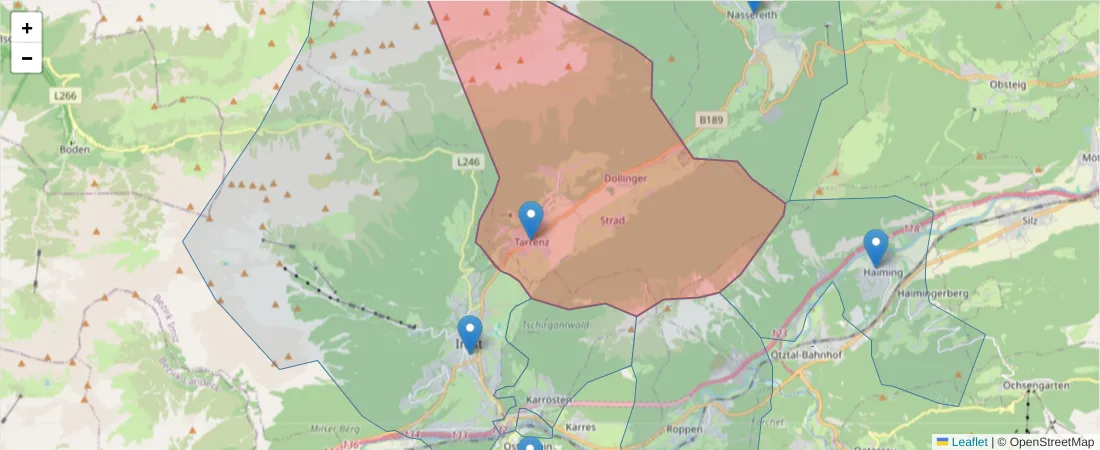 Karte des Postleitzahlen Bereichs  und der umliegenden Postleitzahlen in Deutschland