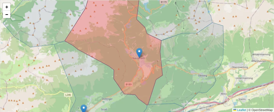 Karte des Postleitzahlen Bereichs  und der umliegenden Postleitzahlen in Deutschland