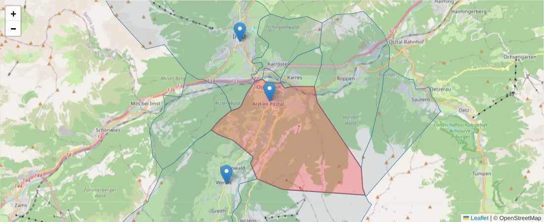 Karte des Postleitzahlen Bereichs  und der umliegenden Postleitzahlen in Deutschland