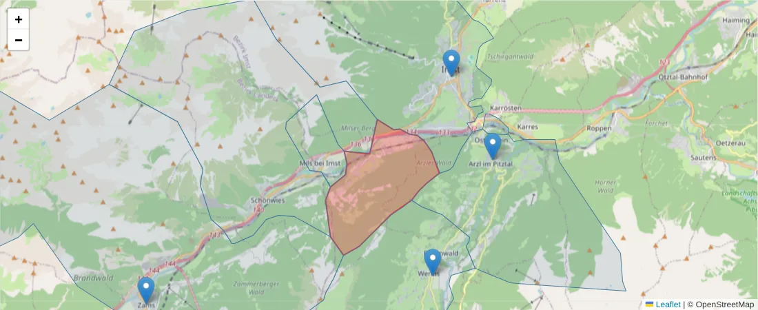 Karte des Postleitzahlen Bereichs  und der umliegenden Postleitzahlen in Deutschland