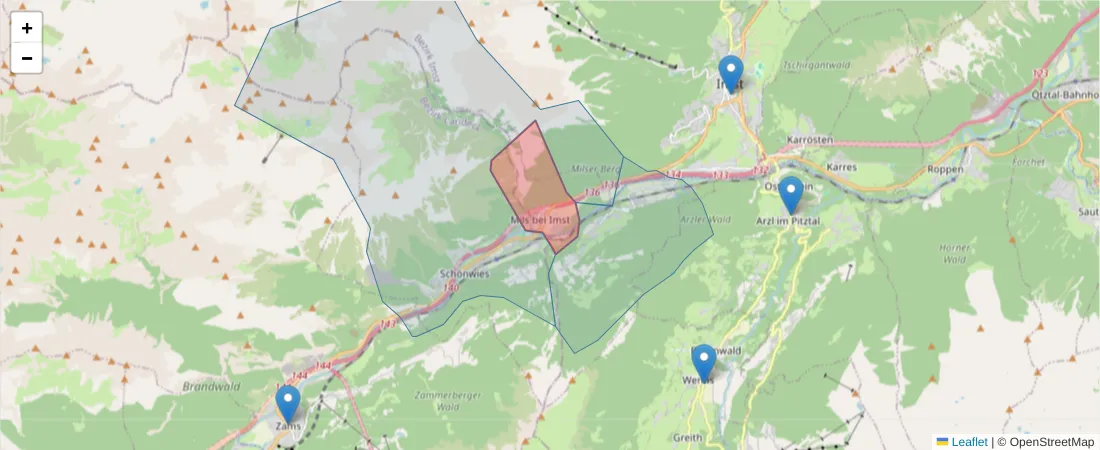 Karte des Postleitzahlen Bereichs  und der umliegenden Postleitzahlen in Deutschland