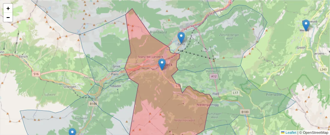 Karte des Postleitzahlen Bereichs  und der umliegenden Postleitzahlen in Deutschland