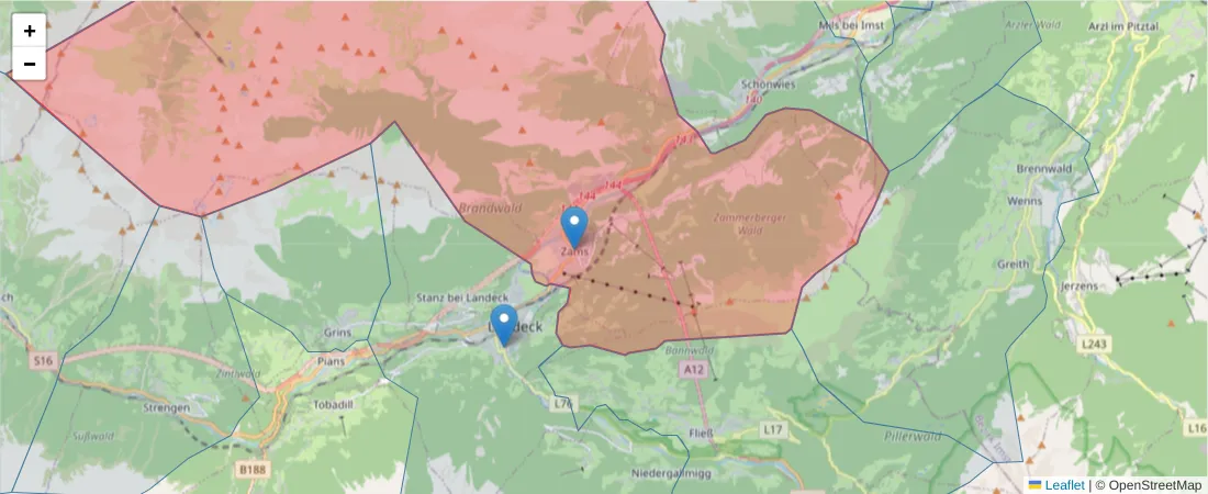 Karte des Postleitzahlen Bereichs  und der umliegenden Postleitzahlen in Deutschland