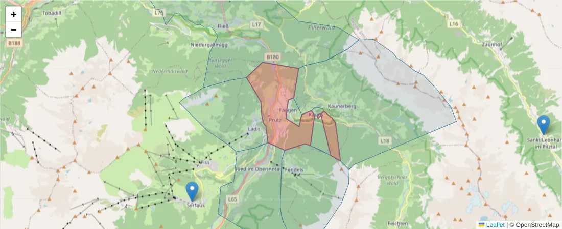 Karte des Postleitzahlen Bereichs  und der umliegenden Postleitzahlen in Deutschland