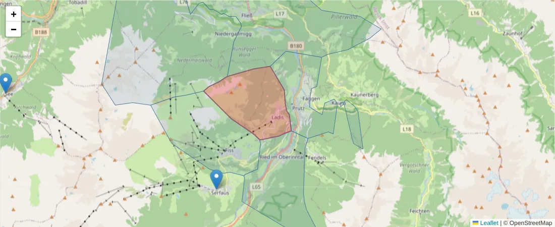 Karte des Postleitzahlen Bereichs  und der umliegenden Postleitzahlen in Deutschland