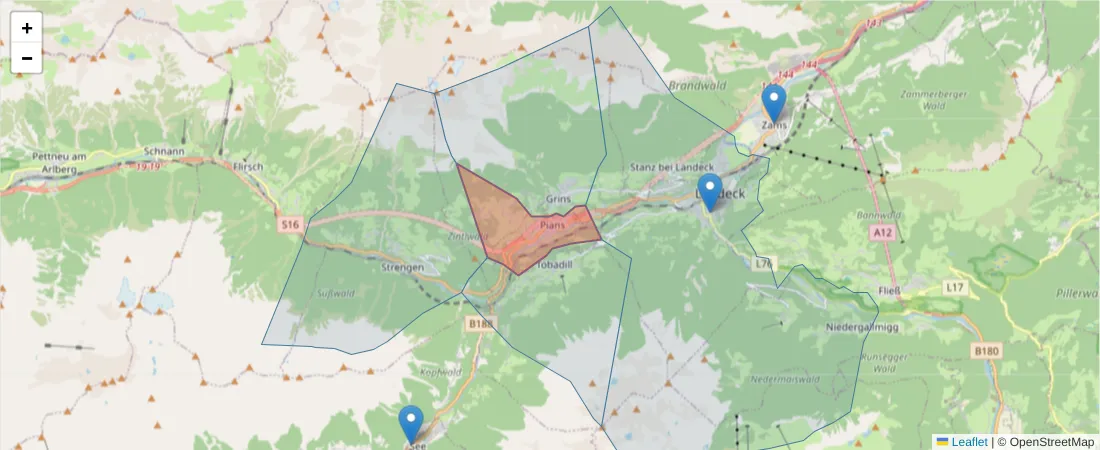 Karte des Postleitzahlen Bereichs  und der umliegenden Postleitzahlen in Deutschland