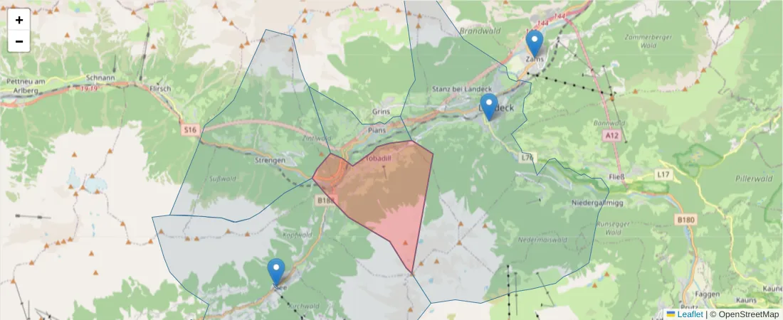 Karte des Postleitzahlen Bereichs  und der umliegenden Postleitzahlen in Deutschland