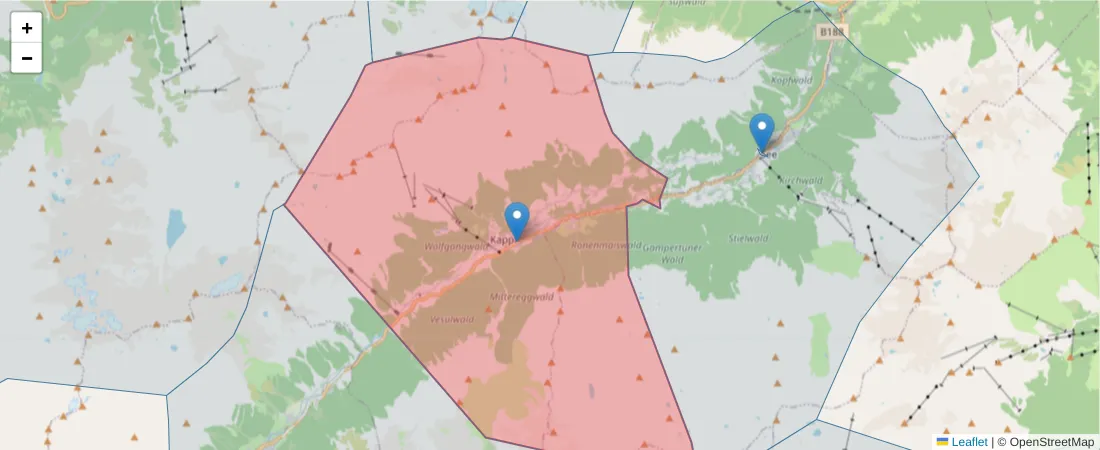 Karte des Postleitzahlen Bereichs  und der umliegenden Postleitzahlen in Deutschland