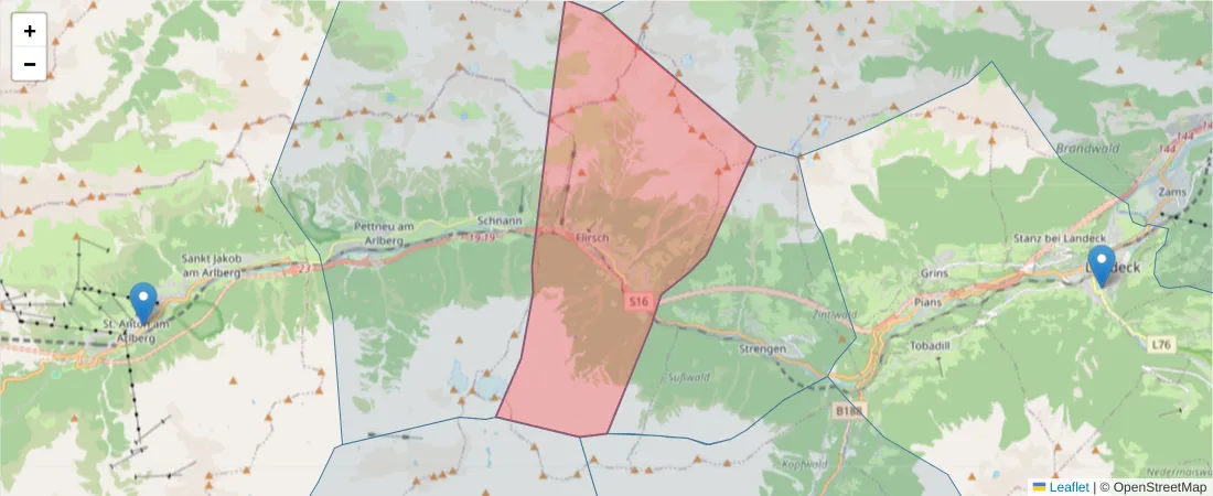 Karte des Postleitzahlen Bereichs  und der umliegenden Postleitzahlen in Deutschland
