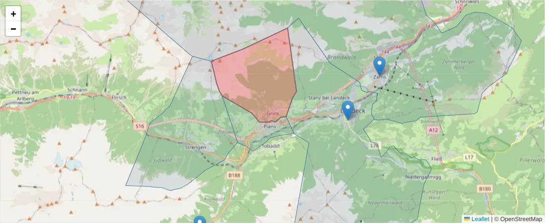 Karte des Postleitzahlen Bereichs  und der umliegenden Postleitzahlen in Deutschland