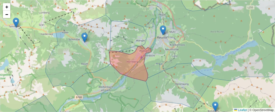 Karte des Postleitzahlen Bereichs  und der umliegenden Postleitzahlen in Deutschland