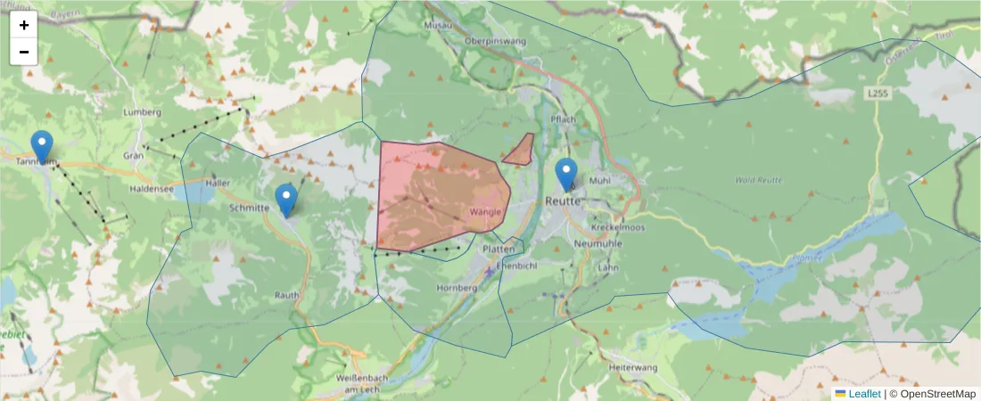 Karte des Postleitzahlen Bereichs  und der umliegenden Postleitzahlen in Deutschland