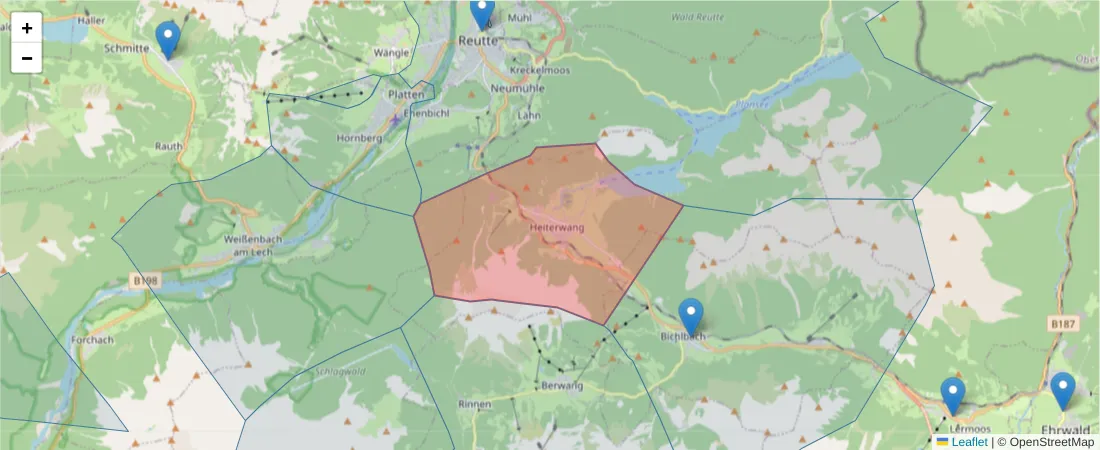 Karte des Postleitzahlen Bereichs  und der umliegenden Postleitzahlen in Deutschland