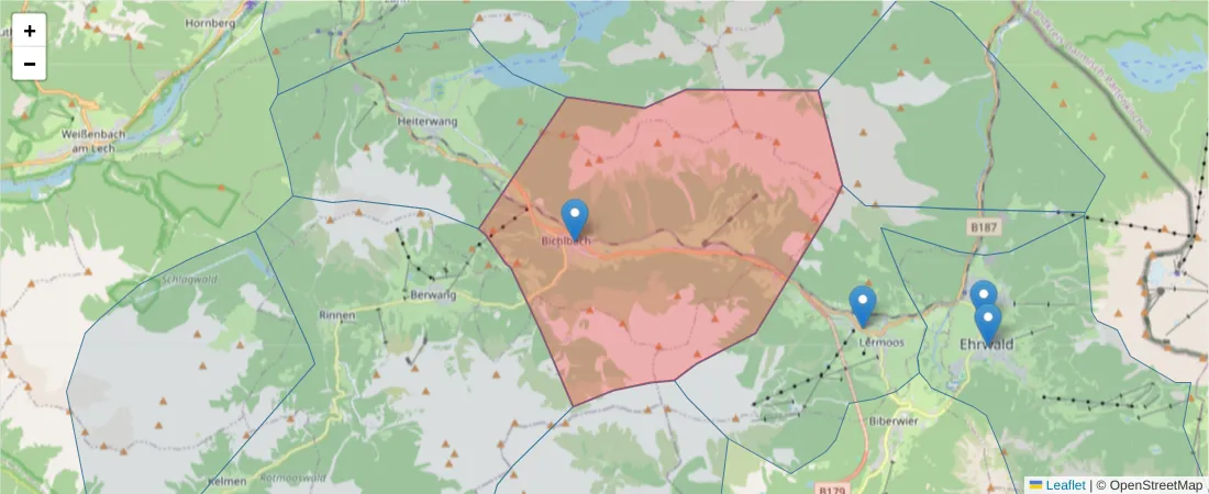 Karte des Postleitzahlen Bereichs  und der umliegenden Postleitzahlen in Deutschland