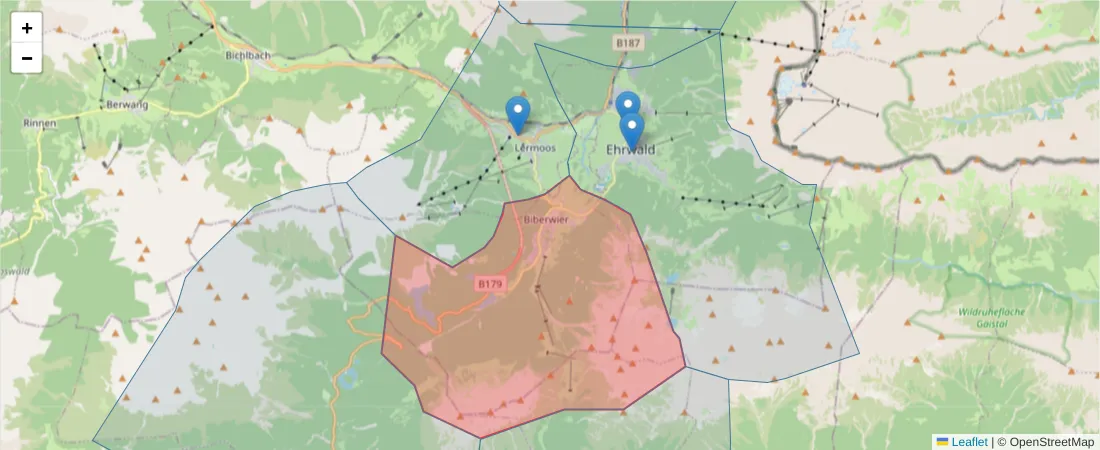Karte des Postleitzahlen Bereichs  und der umliegenden Postleitzahlen in Deutschland