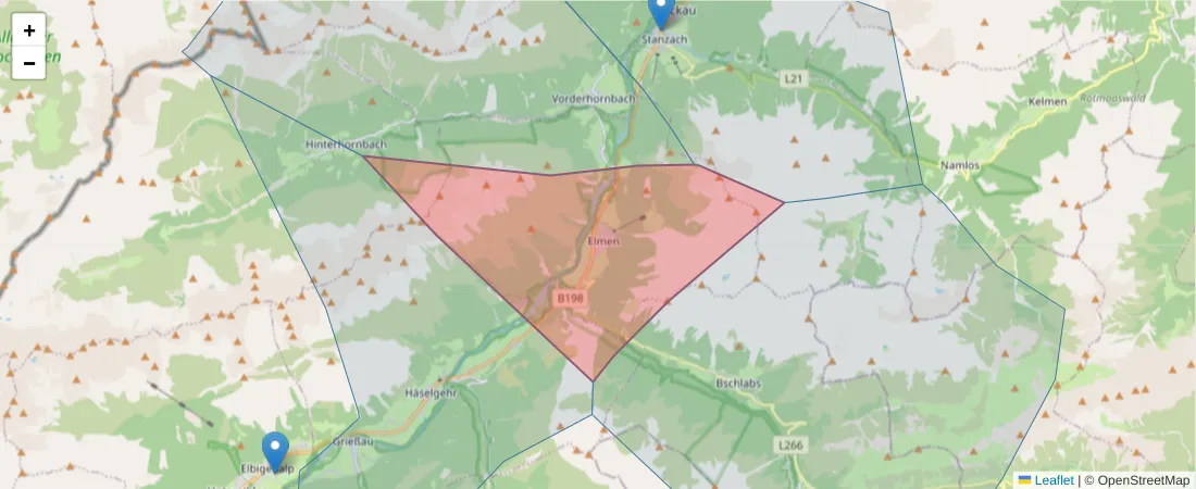 Karte des Postleitzahlen Bereichs  und der umliegenden Postleitzahlen in Deutschland
