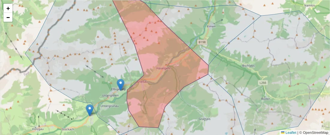 Karte des Postleitzahlen Bereichs  und der umliegenden Postleitzahlen in Deutschland
