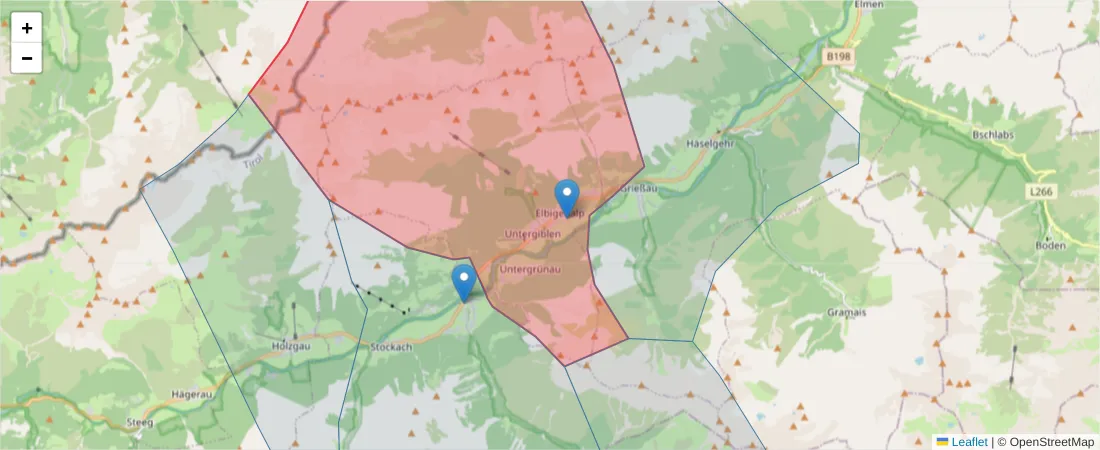 Karte des Postleitzahlen Bereichs  und der umliegenden Postleitzahlen in Deutschland