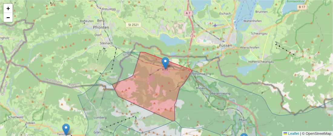Karte des Postleitzahlen Bereichs  und der umliegenden Postleitzahlen in Deutschland
