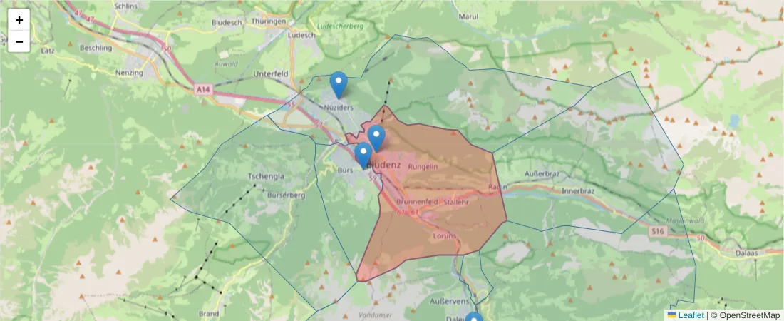 Karte des Postleitzahlen Bereichs  und der umliegenden Postleitzahlen in Deutschland
