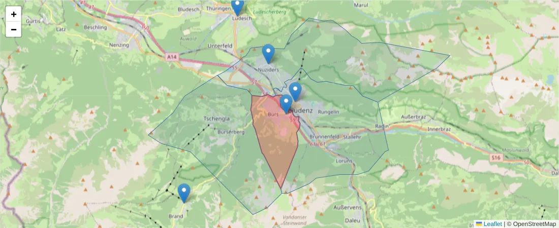 Karte des Postleitzahlen Bereichs  und der umliegenden Postleitzahlen in Deutschland