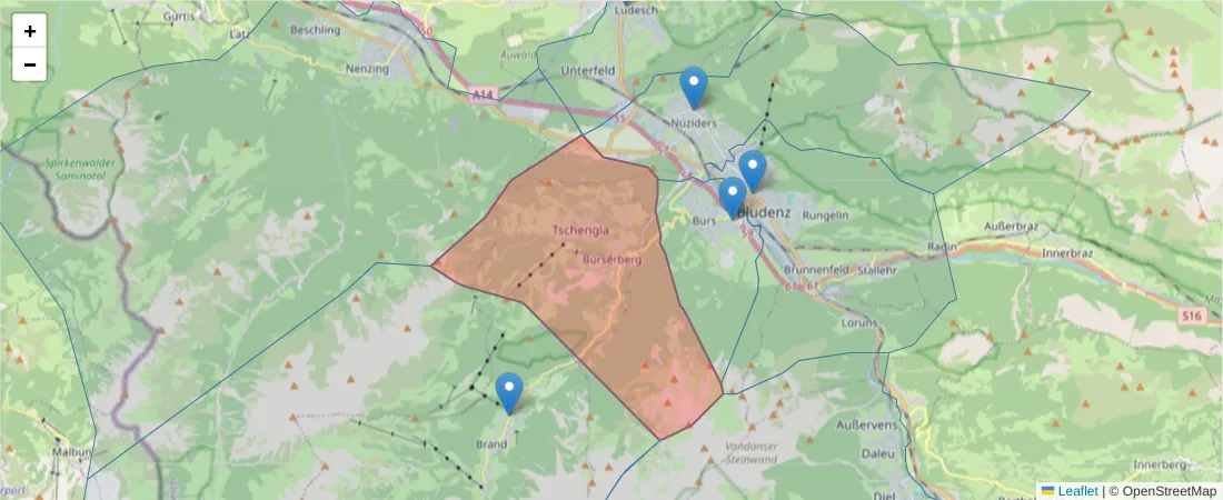 Karte des Postleitzahlen Bereichs  und der umliegenden Postleitzahlen in Deutschland