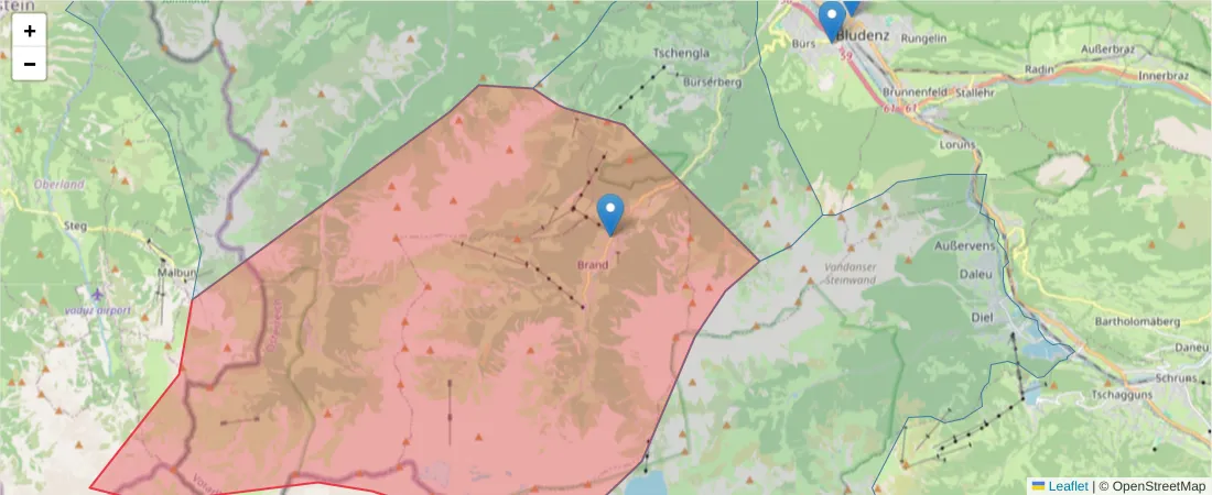 Karte des Postleitzahlen Bereichs  und der umliegenden Postleitzahlen in Deutschland