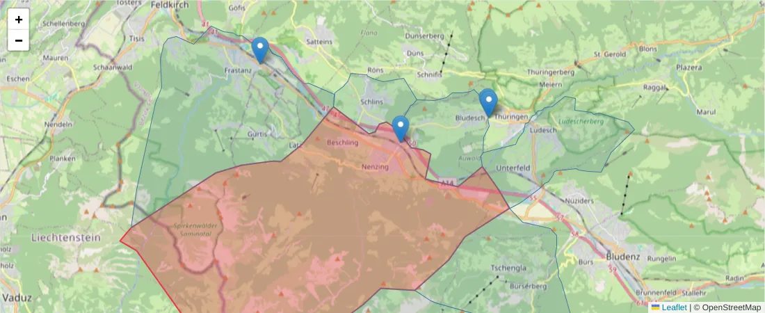 Karte des Postleitzahlen Bereichs  und der umliegenden Postleitzahlen in Deutschland