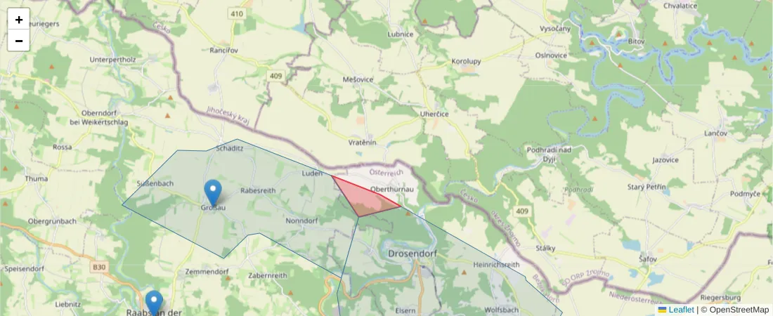 Karte des Postleitzahlen Bereichs  und der umliegenden Postleitzahlen in Deutschland