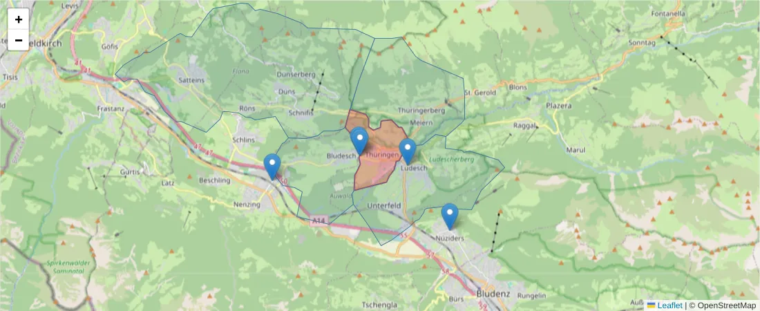 Karte des Postleitzahlen Bereichs  und der umliegenden Postleitzahlen in Deutschland