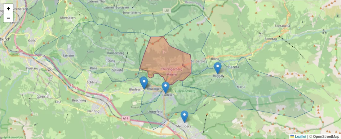 Karte des Postleitzahlen Bereichs  und der umliegenden Postleitzahlen in Deutschland