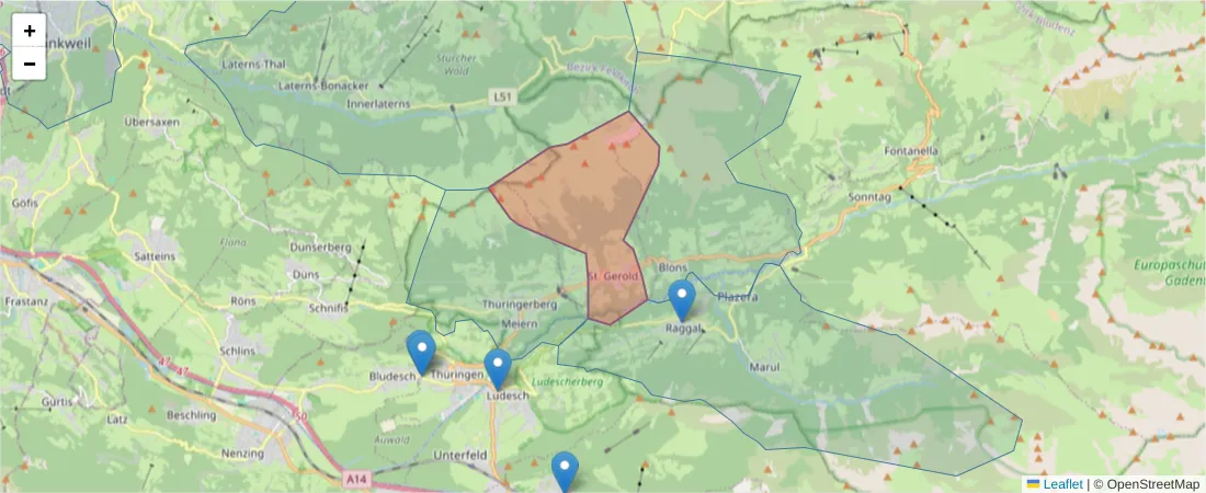 Karte des Postleitzahlen Bereichs  und der umliegenden Postleitzahlen in Deutschland