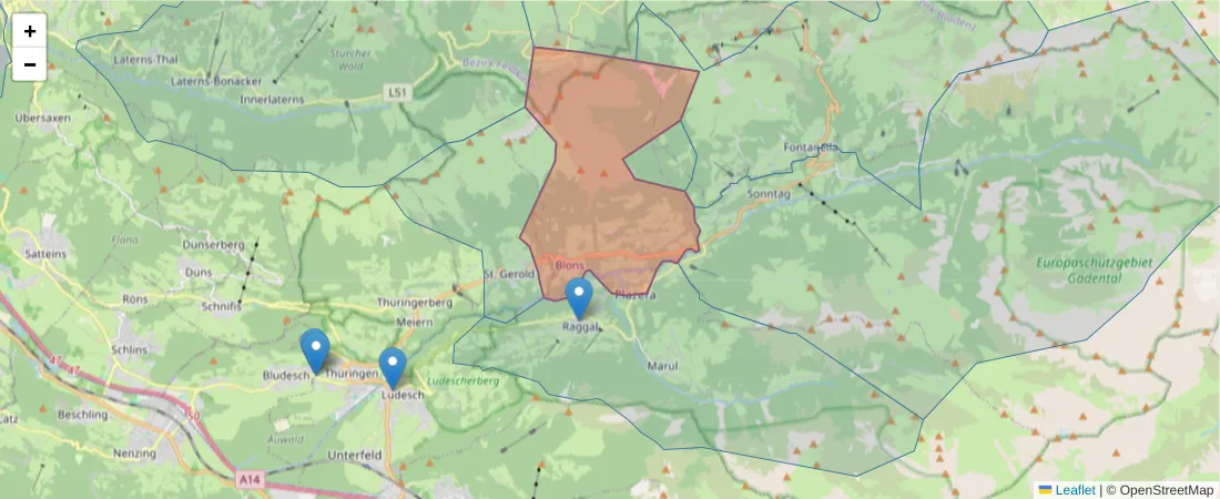 Karte des Postleitzahlen Bereichs  und der umliegenden Postleitzahlen in Deutschland